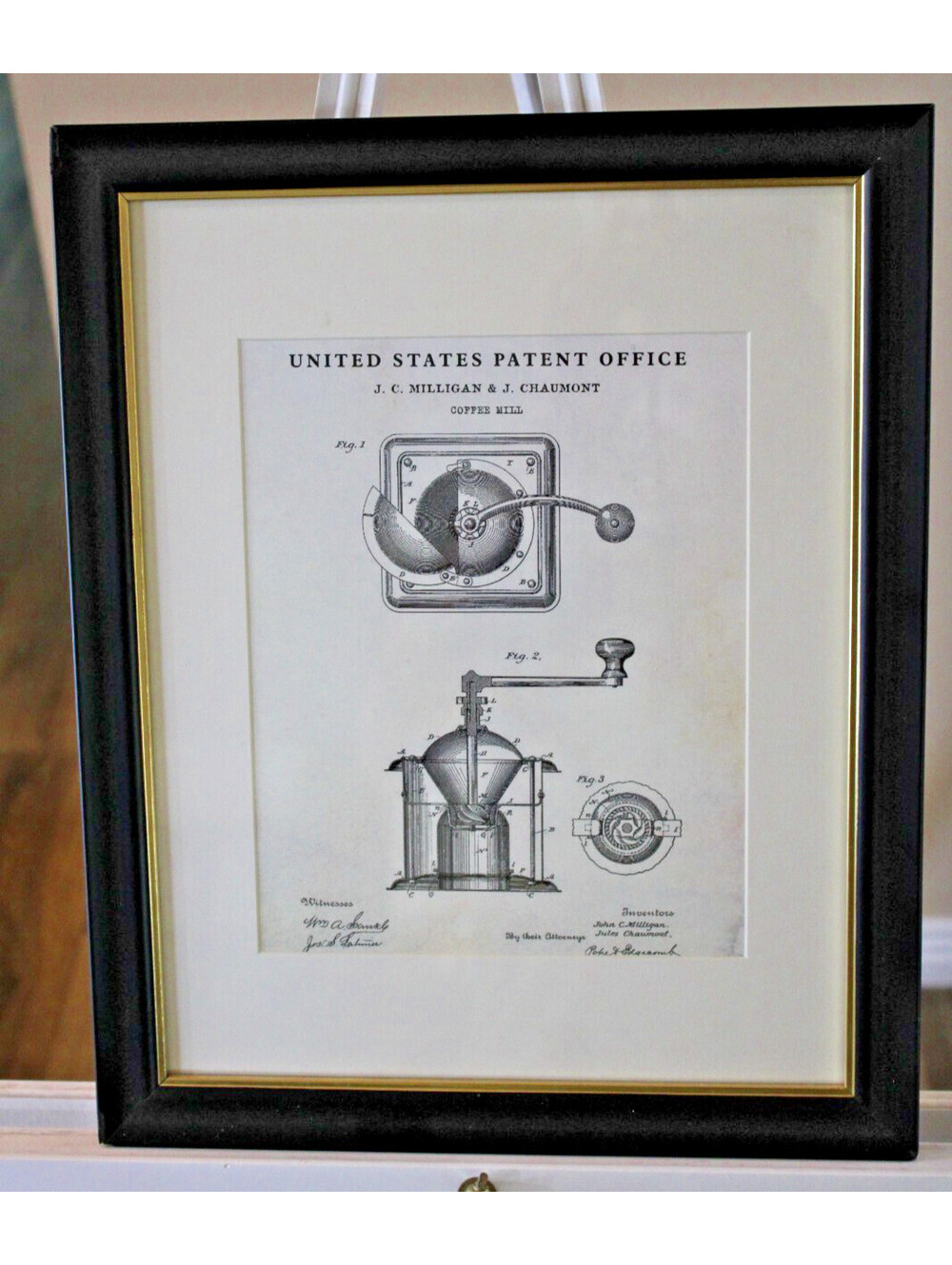 U.S. Patent Office Diagram Rendering of the Coffee Mill Framed 13x16